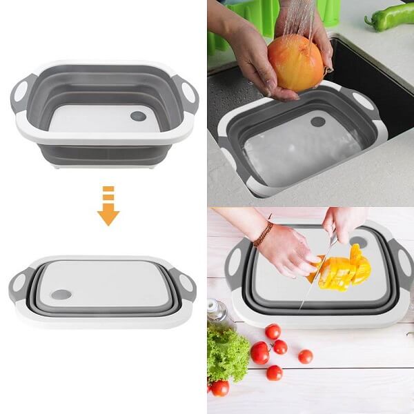 Folding cutting board and basket.